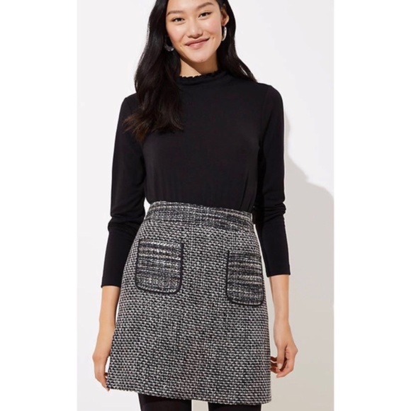 LOFT Dresses & Skirts - Loft Tweed Skirt Grey and Black Size 2P